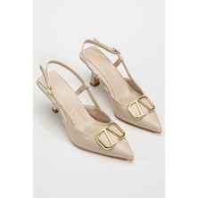 Shemard Lianne Krem Rugan Toka Detaylı Ince Topuklu Ayakkabı