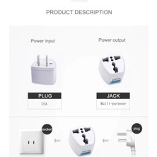 Ingiltere Abd Fiş Adaptörü 2 Pinli Amerikan Avrupa Seyahat Güç Adaptörü Dönüştürücü Elektrik Prizi Beyaz