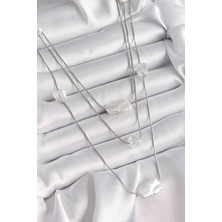 Clariss Pirinç Gümüş Renk Ezme Inci Model Çoklu Kadın Kolye