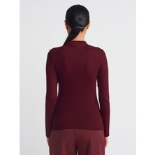 Dilvin 31391 Dik Yaka Uzun Kollu Top-Siyah