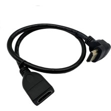 Derwell HDMI Uzatma Kablosu 90 Derece Açı Erkek Dişi Adaptör Tvler Dizüstü Bilgisayarlar Için L Tipi 50CM