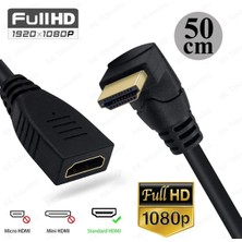 Derwell HDMI Uzatma Kablosu 90 Derece Açı Erkek Dişi Adaptör Tvler Dizüstü Bilgisayarlar Için L Tipi 50CM