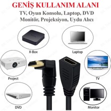 Derwell HDMI Uzatma Kablosu 90 Derece Açı Erkek Dişi Adaptör Tvler Dizüstü Bilgisayarlar Için L Tipi 50CM