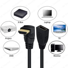 Derwell HDMI Uzatma Kablosu 90 Derece Açı Erkek Dişi Adaptör Tvler Dizüstü Bilgisayarlar Için L Tipi 50CM