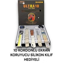 Ultra 10 Watch 49MM 10 In 1 Edition 10 Kordon + Silikon Koruyucu Kablosuz Şarj Özellikli Akıllı Saat