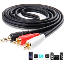 Derwell 3.5mm Erkek Jack Av2 Rca Erkek Telefon Tv Için Kablo Bilgisayar Pc Hoparlörler Müzik Ses Kablo 1.5 Metre