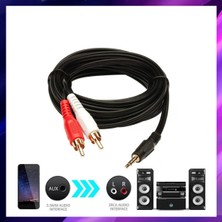 Derwell 3.5mm Erkek Jack Av2 Rca Erkek Telefon Tv Için Kablo Bilgisayar Pc Hoparlörler Müzik Ses Kablo 1.5 Metre