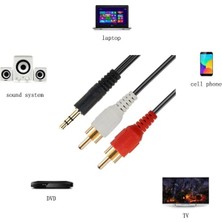 Derwell 3.5mm Erkek Jack Av2 Rca Erkek Telefon Tv Için Kablo Bilgisayar Pc Hoparlörler Müzik Ses Kablo 1.5 Metre