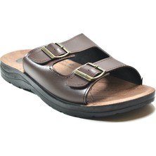 Onlo Ayakkabı VZ.110 Siyah & Kahverengi Tokalı Erkek Terlik