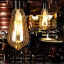 Robolog LED Lamp Rustik LED Ampul 2 Adet Dekoratif Aydınlatma E27 Duy Edison Armut Model Vıntage 4W Ledlamp