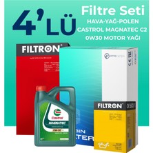 Filtron Citroen C5 AirCross 1.6 Benzinli Filtre Bakım Seti Castrol Motor Yağlı (2019-2022) 4 Lü