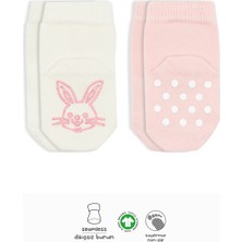 Bistyle Hayvan Figürlü Kaymaz Soket Çorap 2'li BS10104 Pembe Ekru