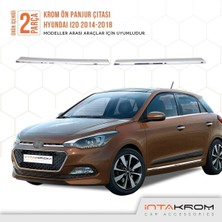 Hyundai I20 Uyumlu  Krom Ön Panjur Çıtası 2 Parça 2014-2018