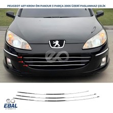 Peugeot 407 Krom Ön Panjur 2005 Üzeri 3 Parça Paslanmaz Çelik