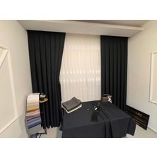 Nivemes Home Roma Keten 1/3 Sık Pileli Siyah Fon Perde