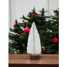 Parti Adresi Mini Yılbaşı Ağacı Dekoratif Simli Çam Ağacı Beyaz 20 Cm