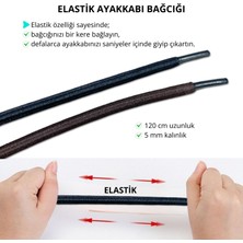 İpekbazaar 120 cm Elastik Bağcık, Yuvarlak Lastikli Ayakkabı Bağcığı, Bot Bağcığı, 1 Çift
