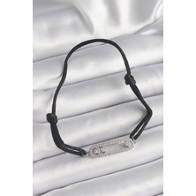Callerrons Accessories Siyah Renk Ipli Asansör Zirkon Taşlı Gümüş Messika Model Kadın Bileklik - EBJ241221W30060