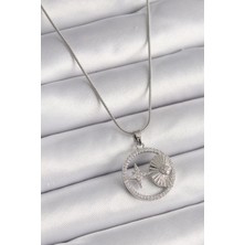 Callerrons Accessories Gümüş Renk Zincir Zirkon Taşlı Yıldız Madalyon Model Kadın Kolye - EBJ241221W30104