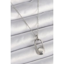 Callerrons Accessories Gümüş Renk Zincir Beyaz Kedi Göz Model Kadın Kolye - EBJ241221W30079