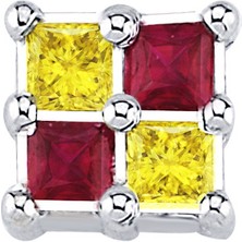 Sirius Pırlanta ve Yakut Taşlı Sarı Kırmızı Erkek Küpesi 0402E0025