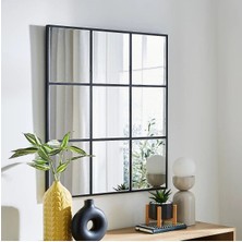 Mks Design 80X95 Çok Bölmeli Ayna / Dekor Ayna / Siyah Çerçeveli Ayna / Bizoteli Ayna