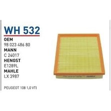 Wunder WH532 Hava Filtresi - Peugeot 208-301-308-3008-5008 Partner