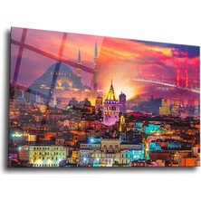 Taulart Harika Istanbul Manzaralı Kırılmaz Cam Tablo, Ev Ofis Hediyesi Yüksek Çözünürlüklü 4mm Cam Tablo