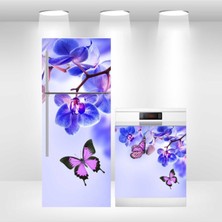 Buzdolabı ve Bulaşık Makinesi Kapak Kendinden Yapışkanlı Folyo Kaplama Orkide Kelebek