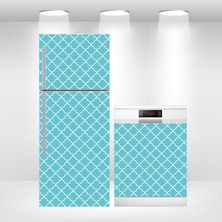 Buzdolabı ve Bulaşık Makinesi Kapak Sticker Kendinden Yapışkanlı Folyo Kaplama Mavi