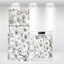 Buzdolabı ve Bulaşık Makinesi Kapak Sticker Kendinden Yapışkanlı Folyo Çiçek