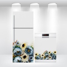 Buzdolabı ve Bulaşık Makinesi Kapak Kendinden Yapışkanlı Sticker Folyo Kaplama Çiçek