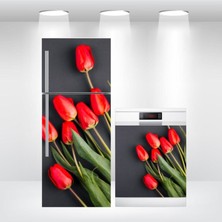 Buzdolabı ve Bulaşık Makinesi Kapak Kendinden Yapışkanlı Folyo Kaplama Laleler