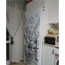 Buzdolabı ve Bulaşık Makinesi Kapak Kendinden Yapışkanlı Folyo Kaplama 3D Çiçek