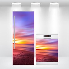 Buzdolabı ve Bulaşık Makinesi Kapak Kendinden Yapışkanlı Sticker Folyo Günbatımı