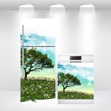 Buzdolabı ve Bulaşık Makinesi Kapak Kendinden Yapışkanlı Sticker Folyo Ağaç