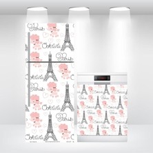 Buzdolabı ve Bulaşık Makinesi Kapak Kendinden Yapışkanlı Sticker Folyo Eyfel Köpek