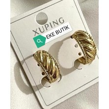 Eke Butik Xuping Altın Renk Örgü Halka Küpe