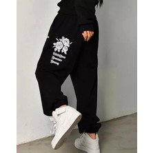 Amor Face Özel Tasarım Wild Free Üç Gül Basen Baskılı Şardonlu Kışlık Dış Mekan Şık Kadın Eşofman Altı