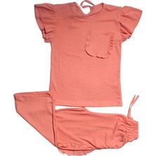 Bebegen Kız Çocuk Somon Fırfırlı Cepli Bürümcük 2' Li Takım