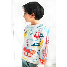 Araçlar Desenli Renkli Erkek Çocuk Uzun Kollu  Sweatshırt