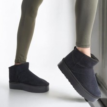 290A Günlük Kadın Bot Süet Içi Kürklü Yüksek Kalın Taban Kışlık Bot & Bootie Kalın Taban