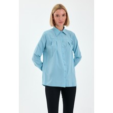 Oversize Saten Kadın Gömlek