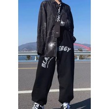 Amor Face Özel Tasarım Black Energy Baskılı Şardonlu Kışlık Dış Mekan Salaş Kadın Eşofman Altı