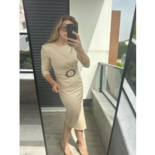 Tokalı Elbise Yırtmaçlı