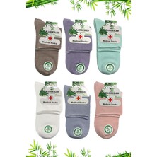 Kardeşler Çorap Bambu Kadın Çok Renkli Yarım Konç  Sıkmayan Şeker Çorap 6'lı Paket