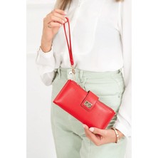 Newish Polo Kadın Kırmızı Soft Doku Kartlık ve Cüzdan newpolo049