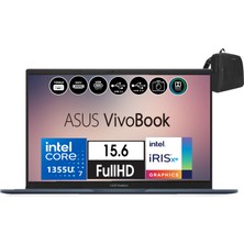 Asus Vivobook 15 WEBX1504VA-NJ413 Intel I7-1355U 40GB 2tb SSD Freedos 15.6 Fhd Taşınabilir Bilgisayar WX1504VANJ41324+ZETTAÇANTA