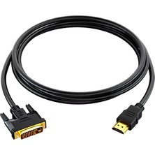 Derwell 3 Metre HDMI To DVI 24+1 DVI To HDMI Kablo Altın Uçlu Hdmı-Dvı Kablosu Erkek Tv Hd Pc Projektör Ps4/3 Cabble