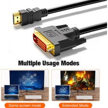 Derwell 3 Metre HDMI To DVI 24+1 DVI To HDMI Kablo Altın Uçlu Hdmı-Dvı Kablosu Erkek Tv Hd Pc Projektör Ps4/3 Cabble